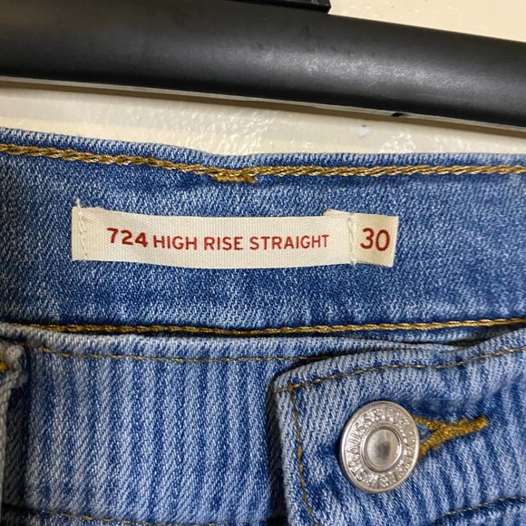 Levi's Pinstripe High Rise Straight Jeans - Picture 4 of 6